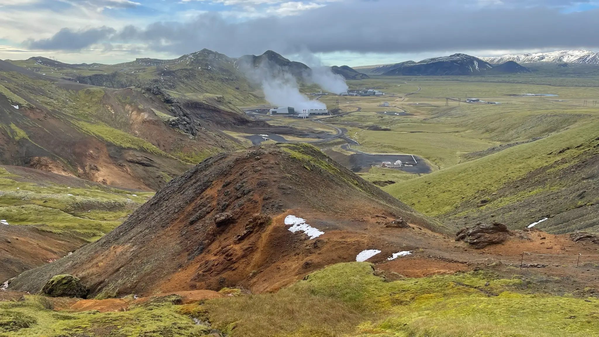 Looking back at the power plant and Hellisheiði