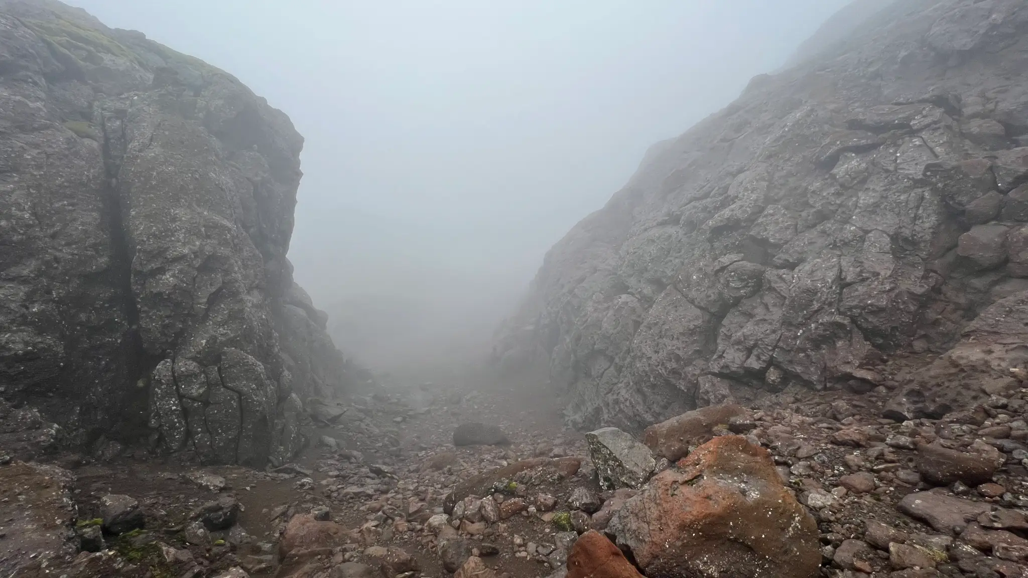 Rocky gully on the summer path