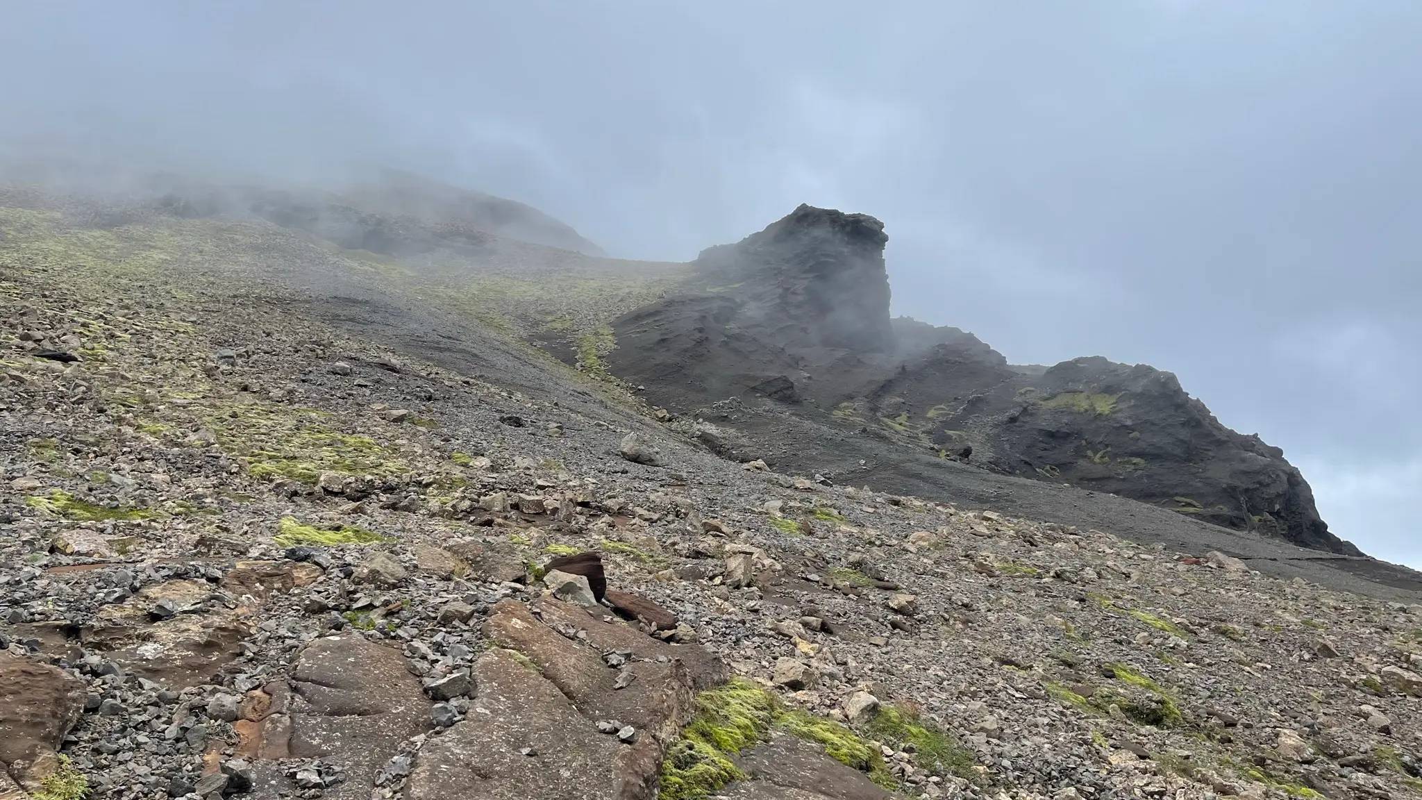 Rock outcrops to the east
